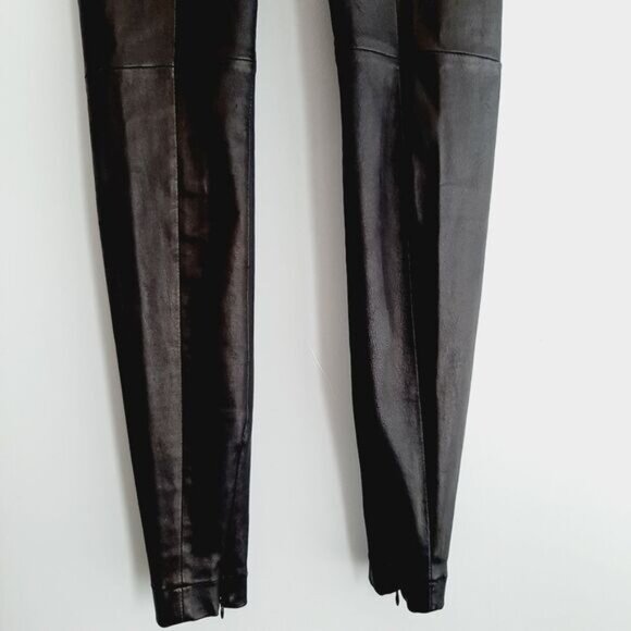 ROBERT RODRIGUEZ / Genuine Leather Legging Pull-On Pants Ankle Zip Black 2 Flaw - Picture 3 of 16